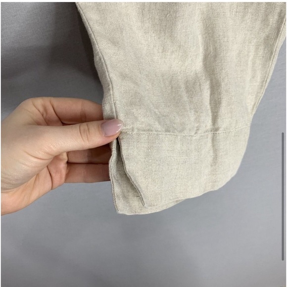 J. Jill Womens Pant Small Petite Beige Love Linen Elastic Waist Crop Lagenlook - Picture 3 of 13